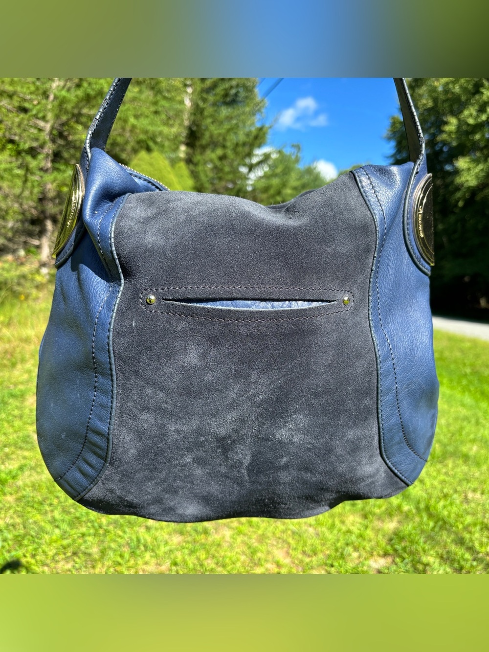 B. Makowsky Leather Suede Crossbody Bag